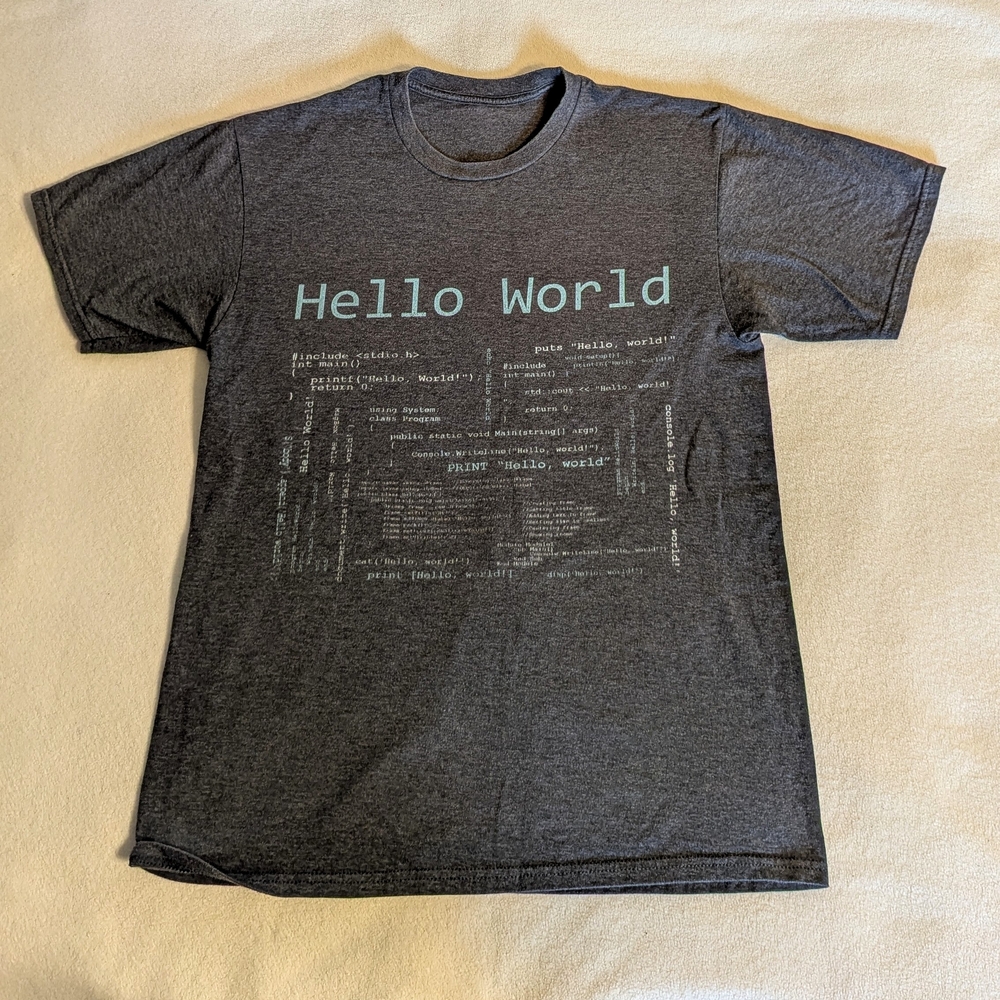Gray 'Hello World' Graphic T-Shirt